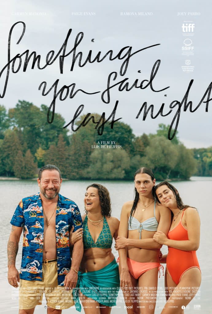 SOMETHING YOU SAID LAST NIGHT, poster, from left: Joe Parro, Ramona Milano, Carmen Madonia, Paige Evans, 2022. © Elevation Pictures / Courtesy Everett Collection