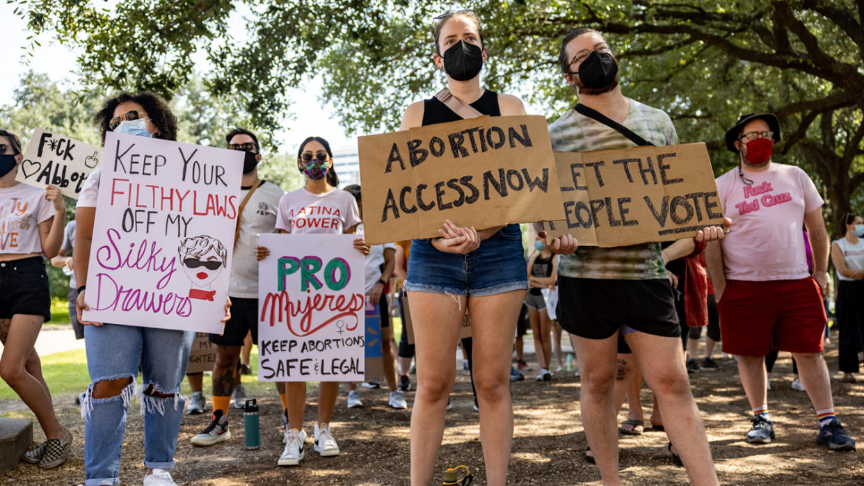 Abortion rights activists rally at the Texas State Capitol on Sept. 11, 2021 in Austin, Texas. 