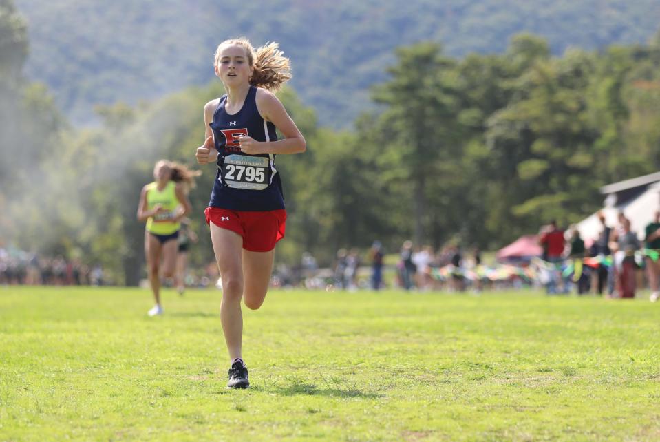 Eastchester's Ava Pennachio (2795) competes in the Suffern Cross Country Invitational at Bear Mountain State Park in Stony Point, New York on Saturday, September 17, 2022.