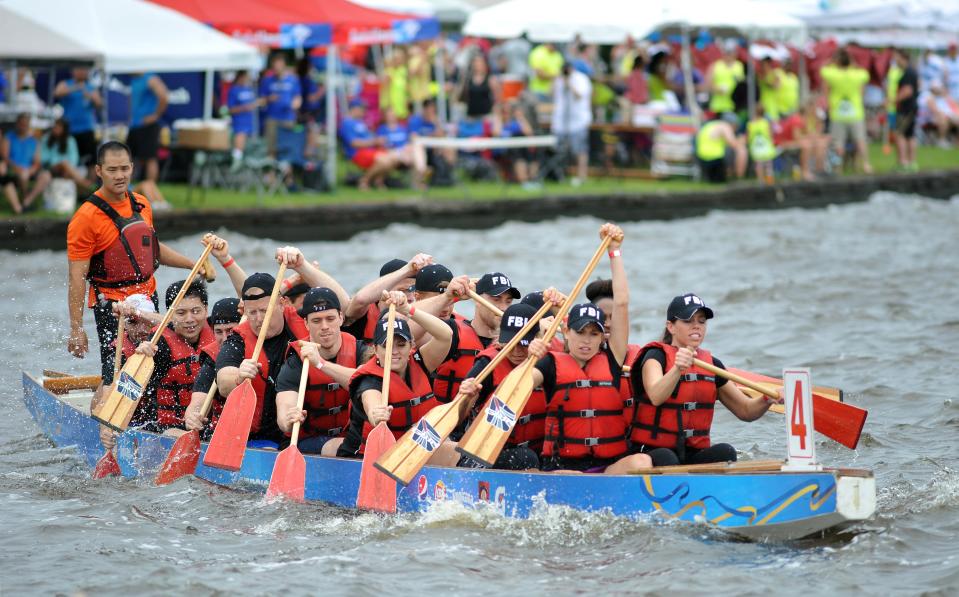 A team of paddlers head out from the dock on the Ross Barnett Reservoir to line up for a past Madison County Chamber Dragon Boat Regatta at the Old trace Park in Ridgeland. This year's event is May 11.