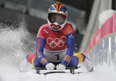 Skeleton - Pyeongchang 2018 Winter Olympics – Women's Finals - Olympic Sliding Center - Pyeongchang, South Korea – February 16, 2018 - Maria Marinela Mazilu of Romania in action., REUTERS/Arnd Wiegmann