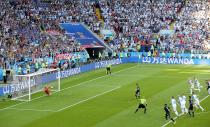 <p>Iceland’s Hannes Halldorsson famously saves Lionel Messi </p>