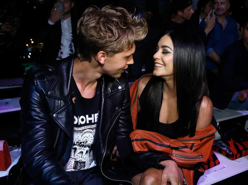 Austin Butler and Vanessa Hudgens attend Jeremy Scott collection during the September 2017 New York Fashion Week: The Shows on September 8, 2017 in New York City