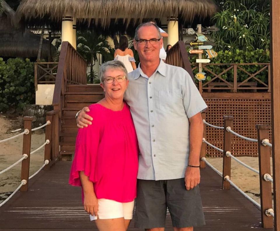 Mary Daniel, 57, with her husband Steve, 66, who suffers from Alzheimer’s. She has been a vocal advocate for revising Florida’s restrictive visitation policies for family members of people in long-term care.
