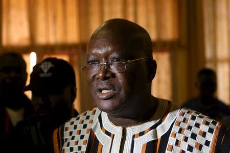 Presidential candidate Roch Marc Kabore speaks to journalists after his last campaign rally in Ouagadougou, Burkina Faso, in this November 27, 2015 file photograph. REUTERS/Joe Penney/Files