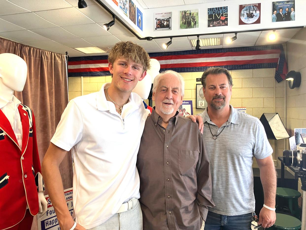 Three generations of Reids recently visited the Statler Brothers display at THE SPACE in downtown Staunton. Former Statler Don Reid (center) with his grandson Davis and his son Langdon.