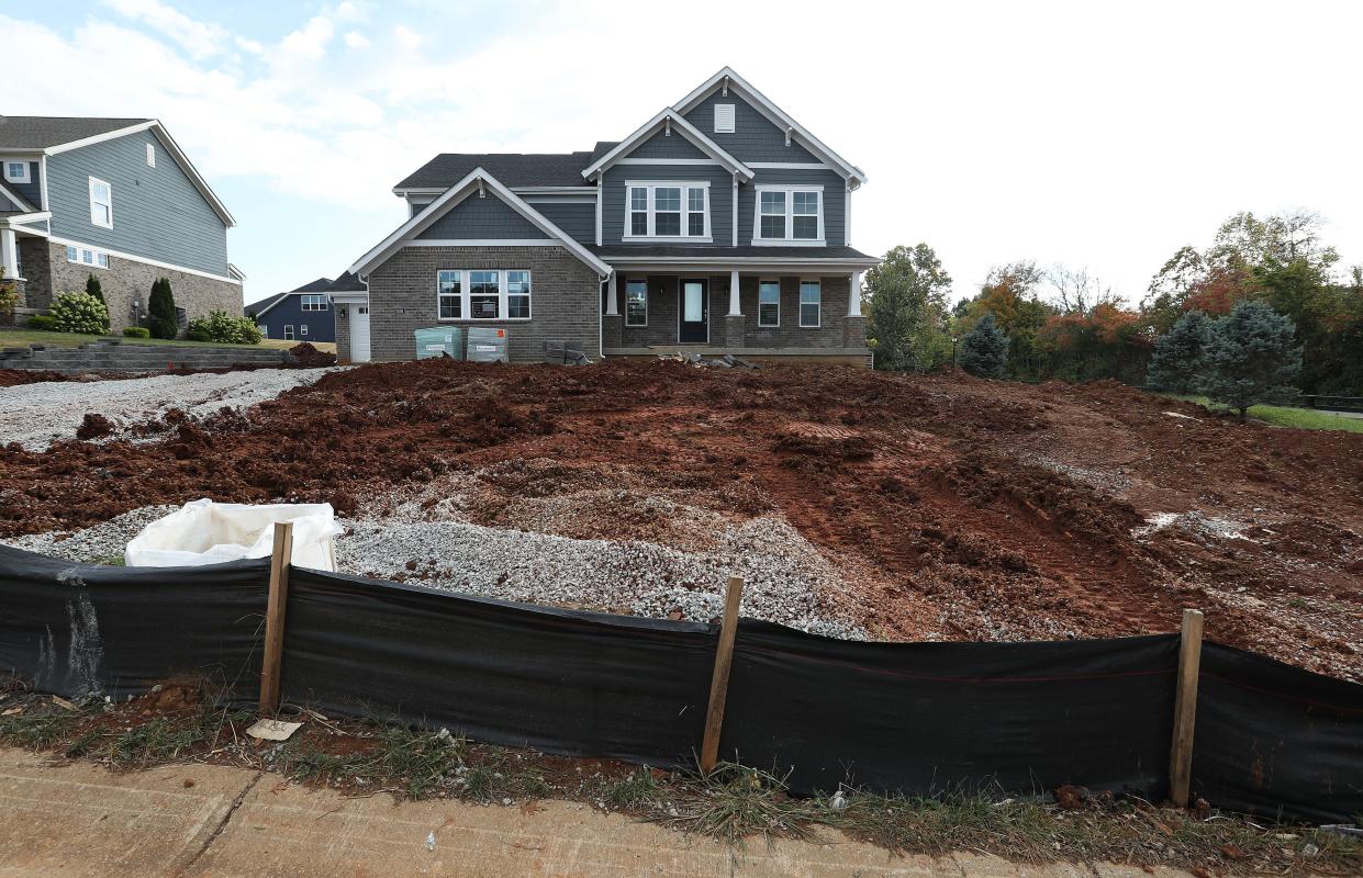 Homes under construction in the Heather Ridge subdivision along Chelsea Meadow Way in Buckner, Ky. on Sep. 28, 2023.