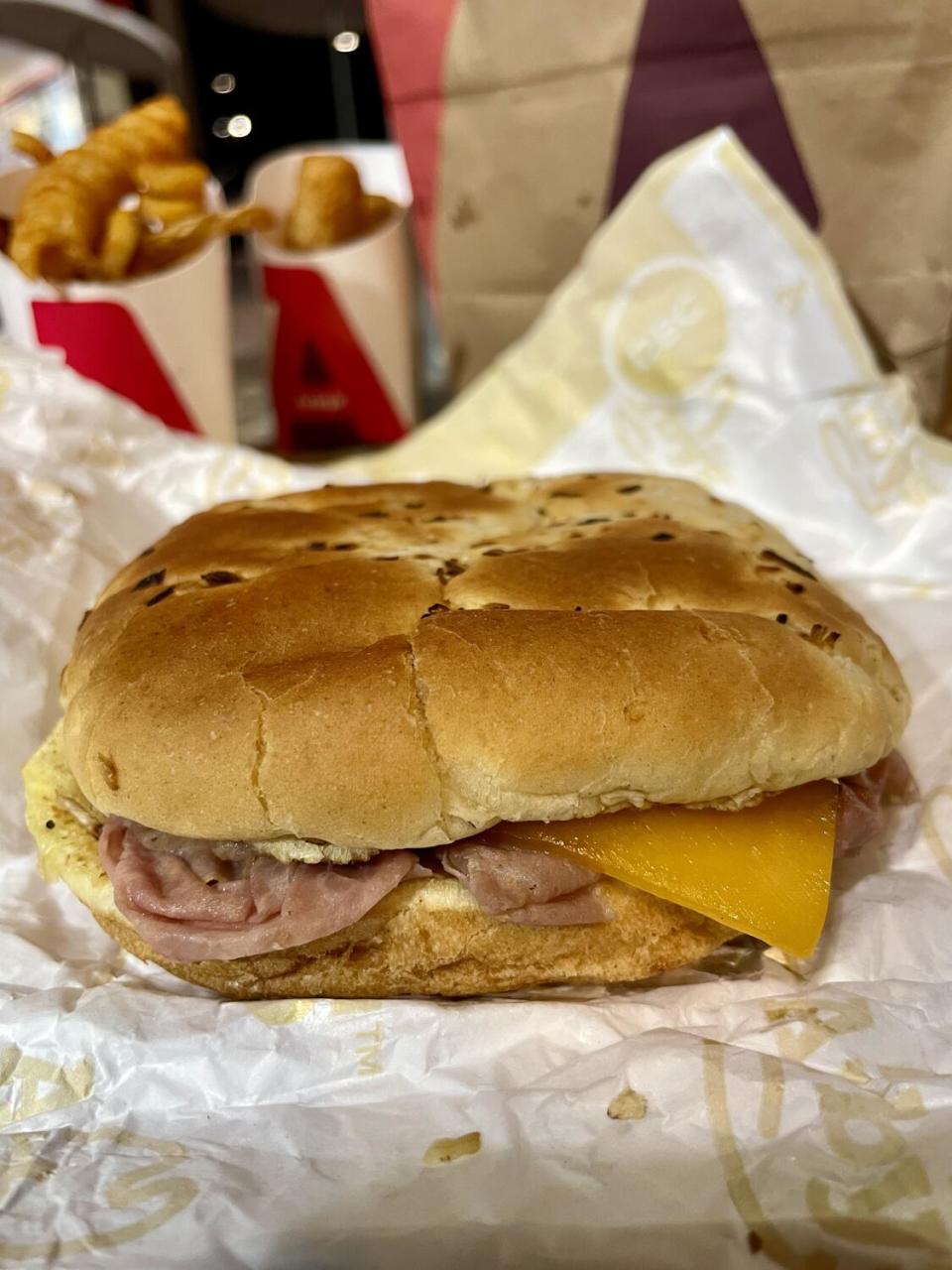 The classic beef 'n' cheddar with "natural cheddar" from Arby's.