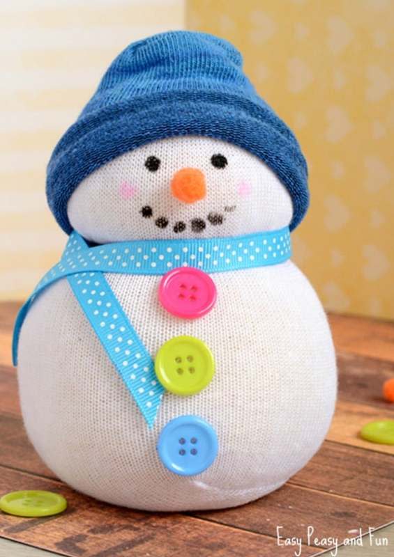 <p>Easy Peasy and Fun</p><p>You’ll be happy your kids won’t want to bring snow inside your house to make this snowman! Instead, they’ll need some white socks. Head over to <em><a href="https://www.easypeasyandfun.com/no-sew-sock-snowman-craft/" rel="nofollow noopener" target="_blank" data-ylk="slk:Easy Peasy and Fun;elm:context_link;itc:0;sec:content-canvas" class="link ">Easy Peasy and Fun</a></em> for more deets on this project</p>