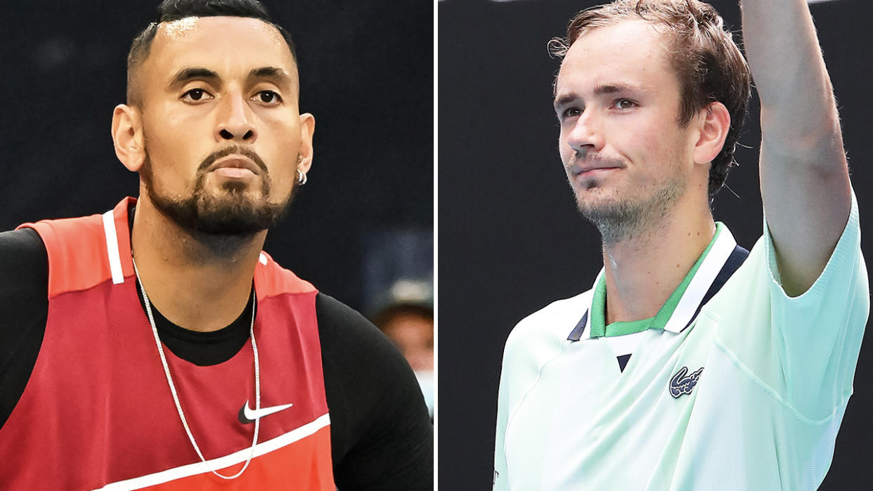 Nick Kyrgios and Daniil Medvedev, pictured here in action at the Australian Open.