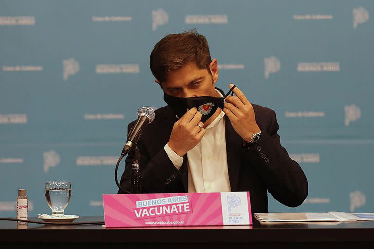 El gobernador Axel Kicillof en la última conferencia de prensa