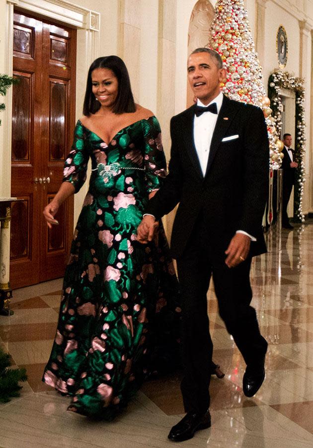 Michelle Obama in Gucci attending the 2016 Kennedy Center Honors.