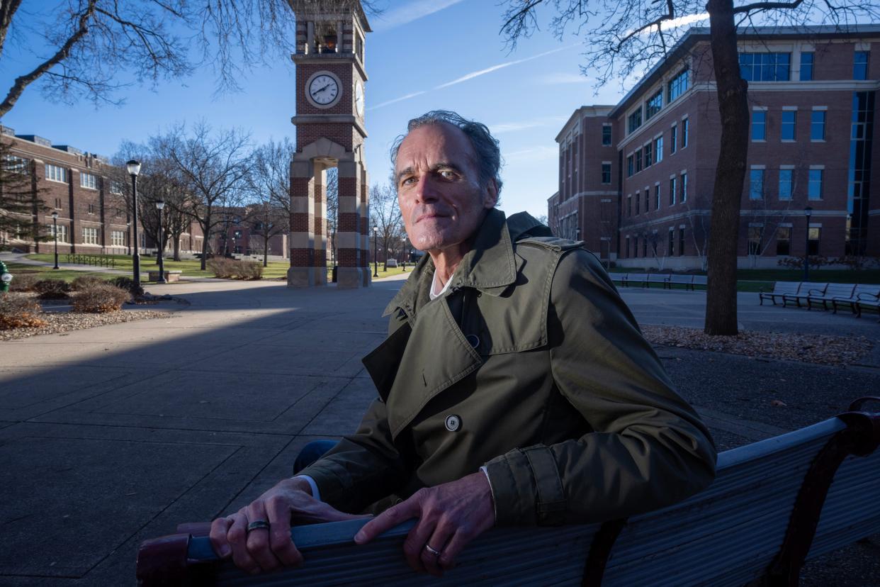 Ousted University of Wisconsin-La Crosse chancellor Joe Gow visits the campus Dec. 29, the day before he was informed he needed a police escort to be on campus. The University of Wisconsin System Board of Regents unanimously fired Gow on Dec. 27 after discovering videos posted on porn websites featuring him and his wife.