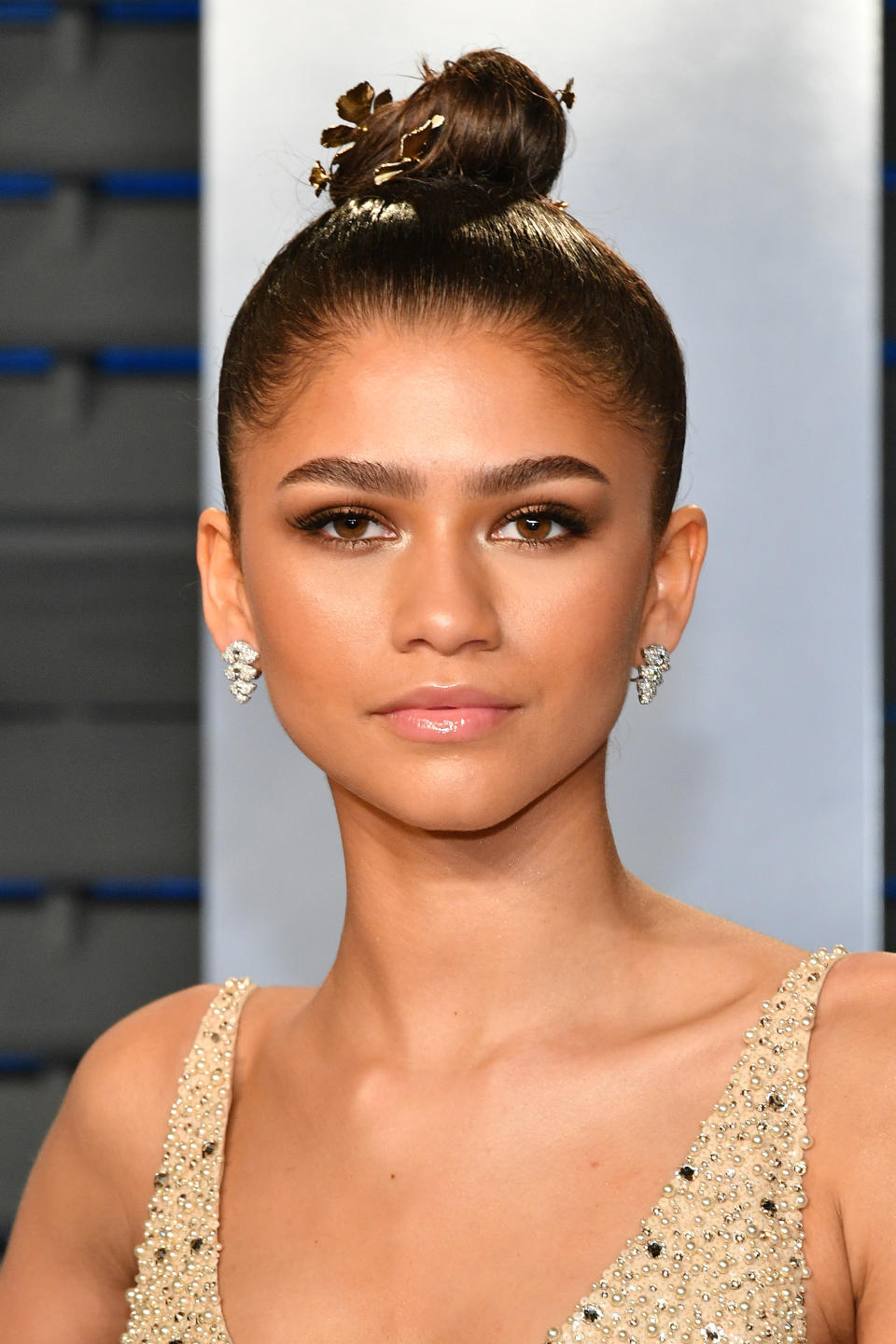 Zendaya, pictured in full glam mode at the 2018 Oscars, recently opted for a softer look. (Photo: Dia Dipasupil/Getty Images)