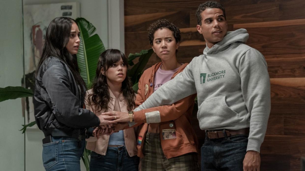  Melissa Barrera, Jenna Ortega, Jasmin Savoy Brown and Mason Gooding in Scream VI. 