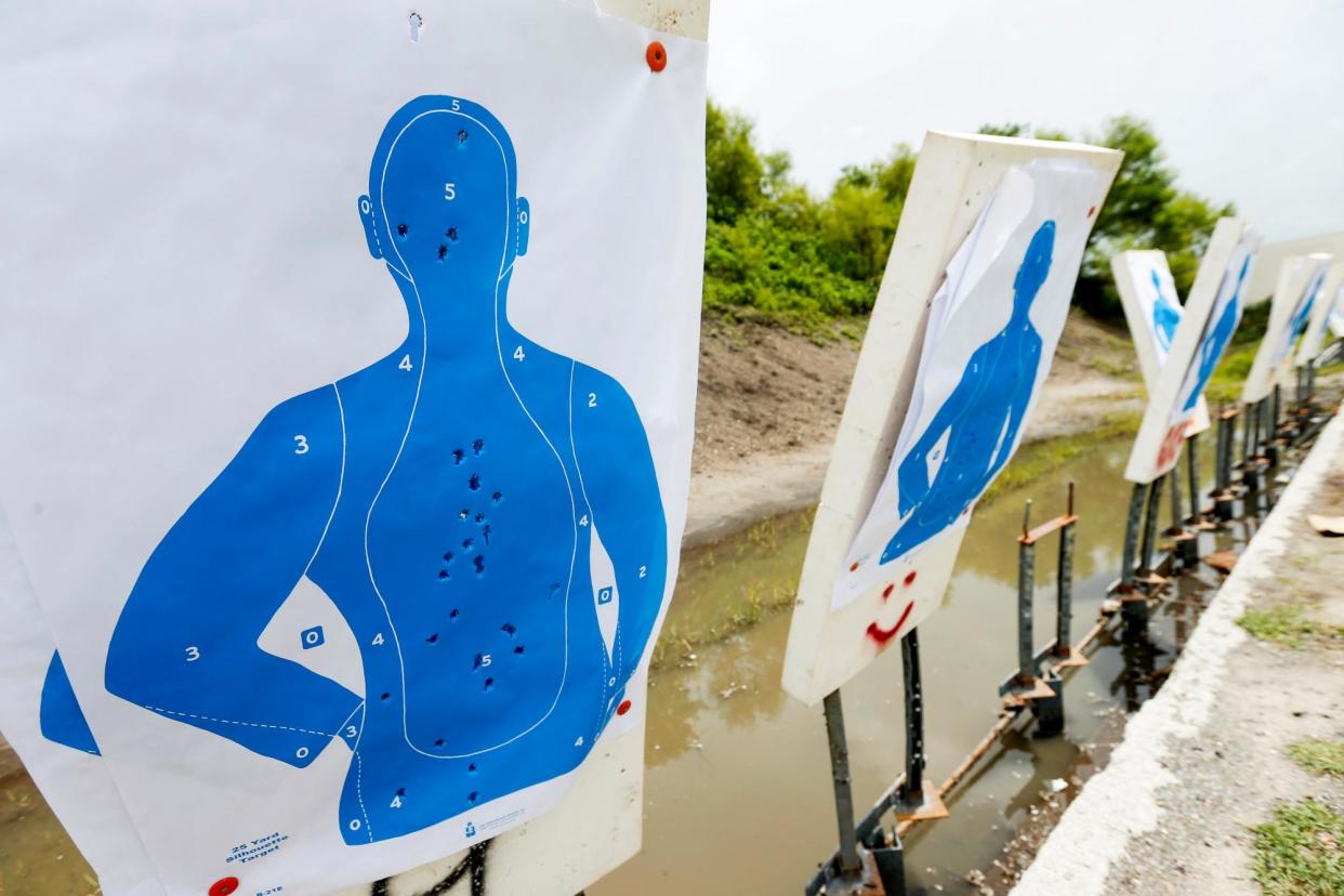 <span>The aftermath of a firearms training by Broward county public schools' newly-hired armed guardians in Sunrise, Florida, on 30 July 2018.</span><span>Photograph: Wilfredo Lee/AP</span>