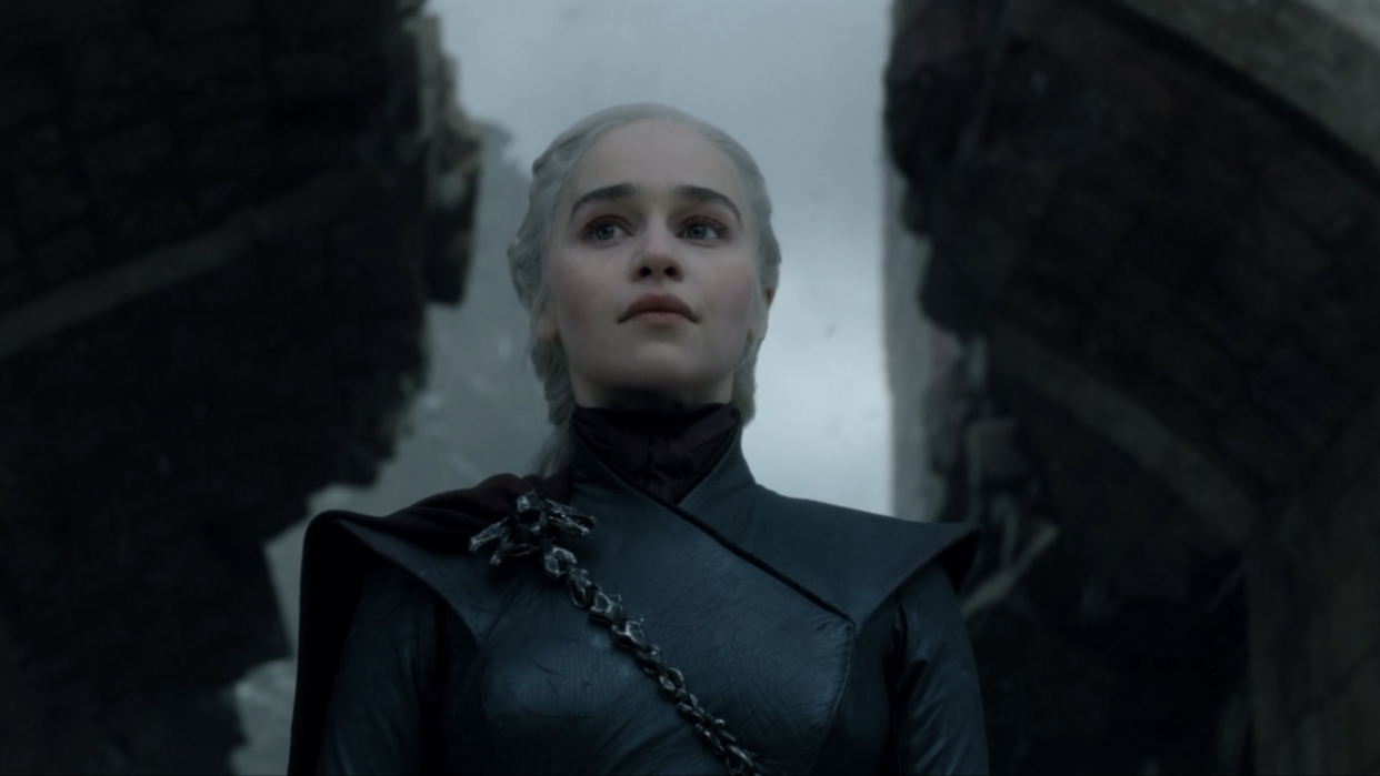  Emilia Clarke as Dany giving speech in Game of Thrones series finale. 