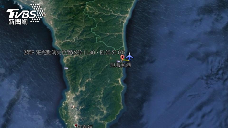 雷達光點消失於屏東旭海漁港距岸1.4浬海域處。（圖／國搜中心）
