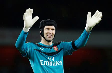 Football Soccer - Arsenal v Newcastle United - Barclays Premier League - Emirates Stadium - 2/1/16 Arsenal's Petr Cech celebrates at the end of the match Reuters / Eddie Keogh Livepic