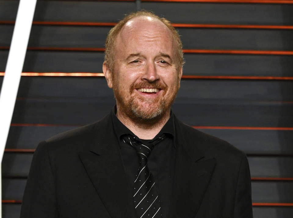 FILE - Louis C.K. appears at the Vanity Fair Oscar Party in Beverly Hills, Calif., on Feb. 28, 2016. The comedian-actor is nominated for best comedy album for “Sincerely Louis CK," a comeback after acknowledging sexual misconduct allegations made against him by several women in 2017. (Photo by Evan Agostini/Invision/AP, File)