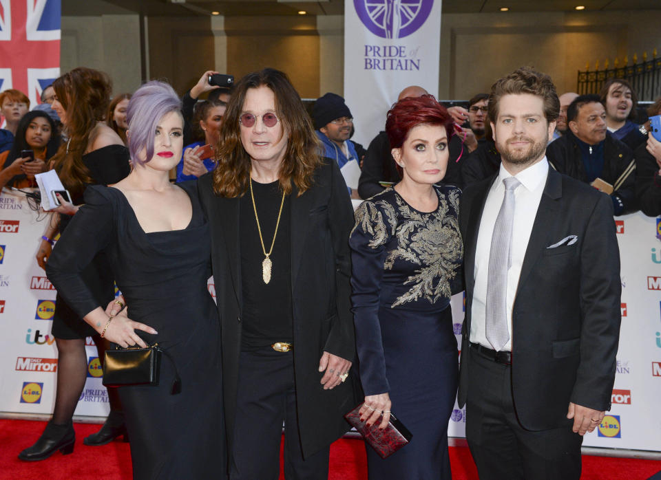 Kelly Osbourne, Ozzy Osbourne, Sharon Osbourne and Jack Osbourne at the 2015 Pride of Britain Awards. London, England, UK. (DP/AAD/STAR MAX/IPx)