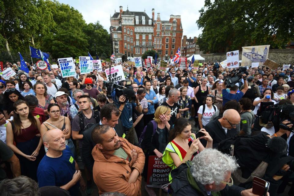 Protestors from Another Europe is Possible outside the Houses of Parliament (PA)