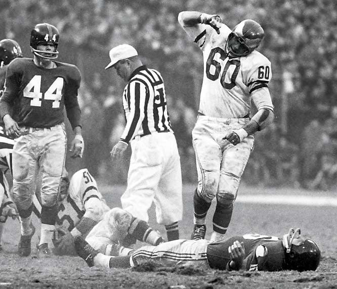 Chuck Bednarik after his legendary hit on the Giants' Frank Gifford in a 1960 game.