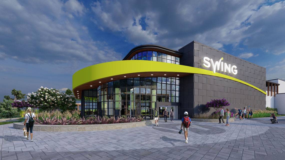 A rendering of the new Swing Racquet + Paddle to be located at 6121 Mt. Herman Road in Raleigh.