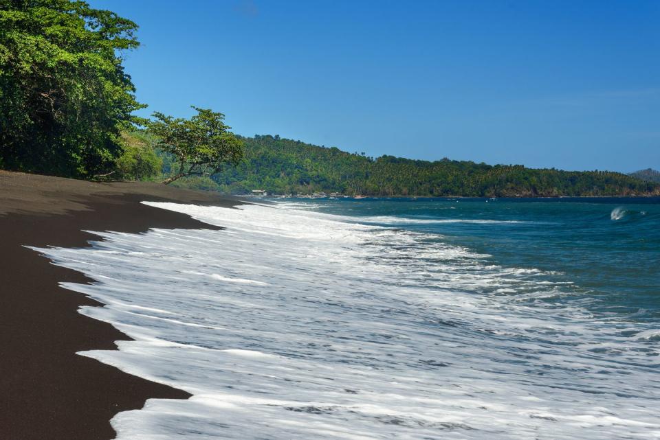 Black sand volcanic beach