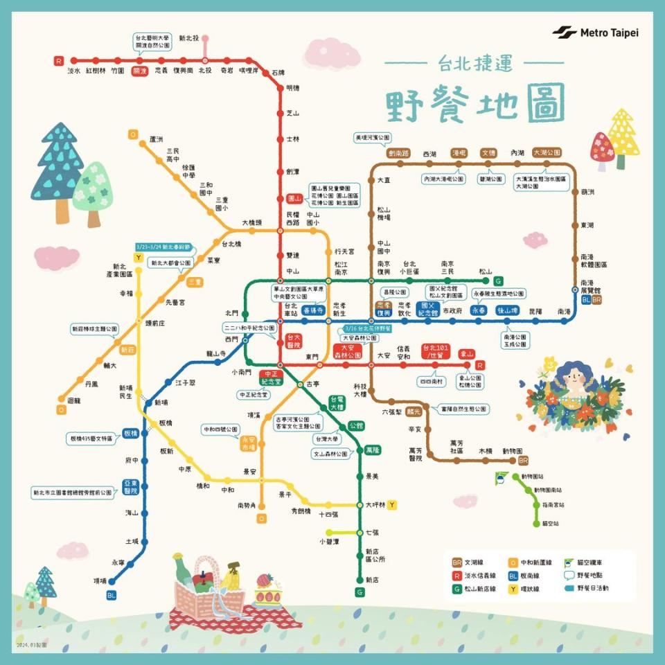 台北捷運野餐地圖（圖片來源：台北大眾捷運公司）