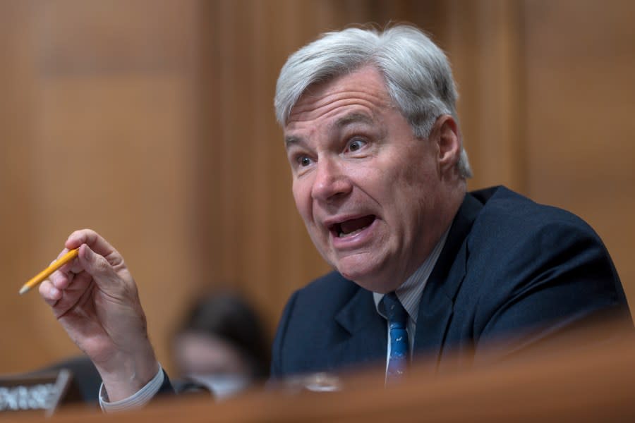 <em>FILE – Sen. Sheldon Whitehouse, D-R.I., speaks during a hearing on Capitol Hill in Washington, May 16, 2023. </em>