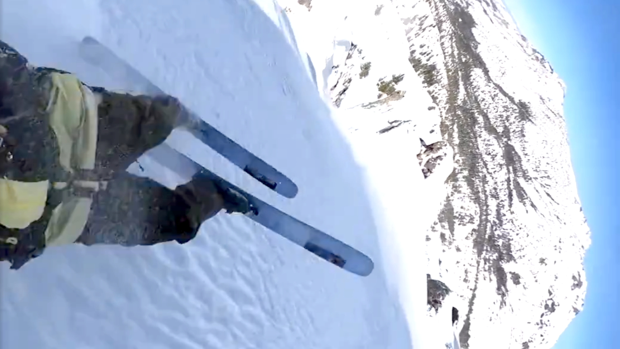  Skier Josh Daiek’s amazing recovery after a crevice drops away beneath his feet. 