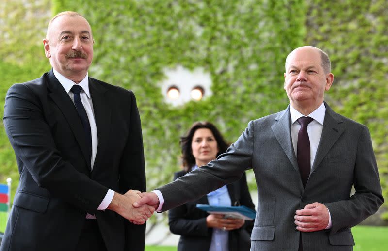 German Chancellor Scholz and Azerbaijan's President Aliyev hold a press conference at the Chancellery in Berlin