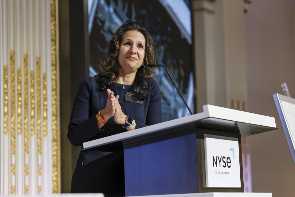 Lynn Martin speaks onstage at the New York Stock Exchange on October 11, 2023 in New York City. 