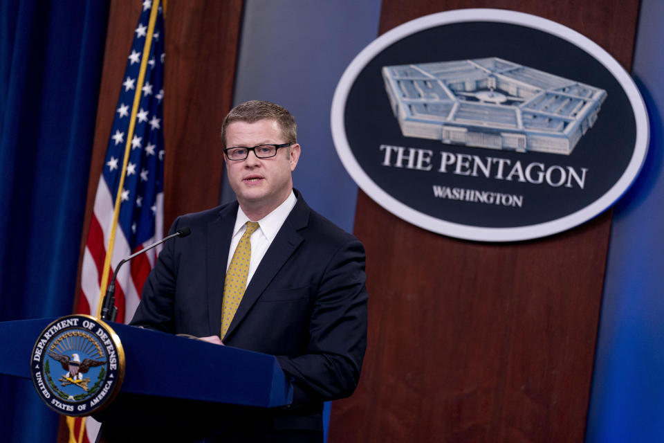 Secretary of the Army Ryan McCarthy speaks about an investigation into Fort Hood, Texas at the Pentagon, Tuesday, Dec. 8, 2020, in Washington. The Army says it has fired or suspended 14 officers and enlisted soldiers at Fort Hood, Texas, and ordered policy changes to address chronic leadership failures at the base that contributed to a widespread pattern of violence including murder, sexual assaults and harassment. (AP Photo/Andrew Harnik)