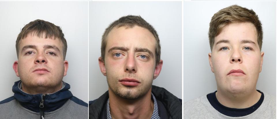 (From L-R) Jordan Metcalfe, 24, Nathan Redmond, 21, and Scott Crutchle, 24,