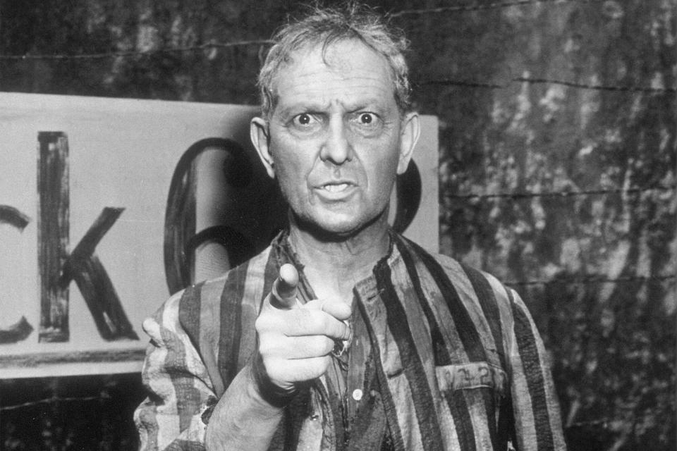 Austrian-American actor Joseph Schildkraut (1896 - 1964) as the ghost of Alfred Becker, an inmate of Dachau concentration camp, in 'Deaths-Head Revisited ', an episode in the US TV series 'The Twilight Zone', 1961. (Photo by Silver Screen Collection/Getty Images)