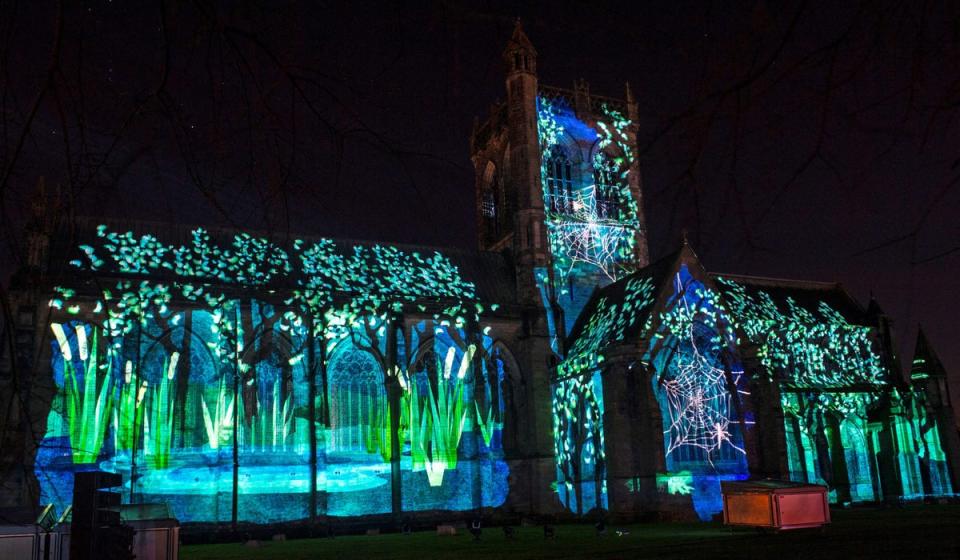 Paisley Abbey illumintated during an installation as part of Unboxed (Andy Buchanan/AFP/Getty)