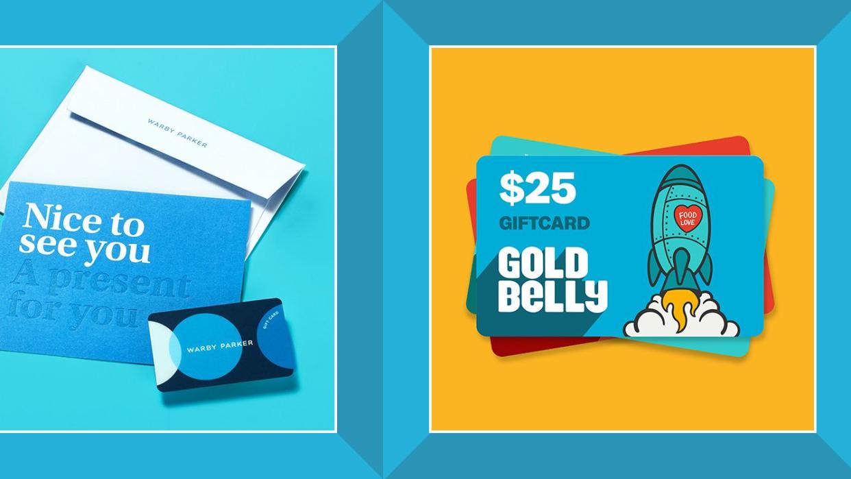 warby parker, gold belly gift cards
