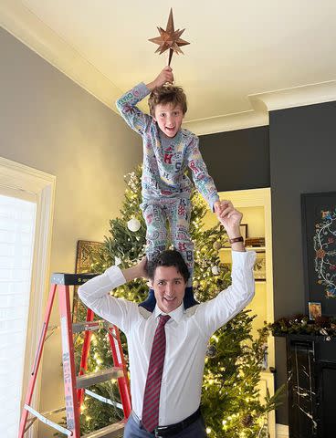 <p>Sophie Gregoire Trudeau/Instagram</p> Justin Trudeau and his son Hadrien Trudeau