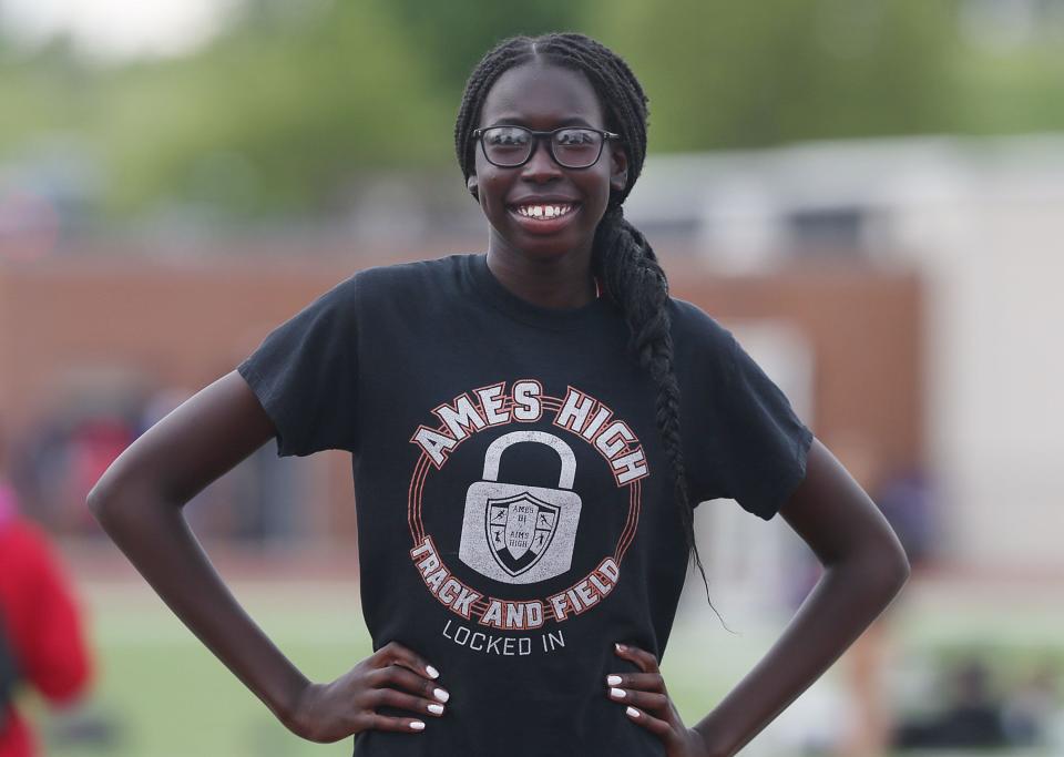 Ames sophomore girls track and field athlete Ayak Akol always provides positive support to her teammates. She also inspires them through her relentless work ethic in the high jump.