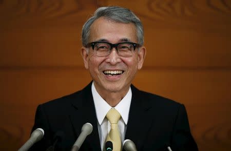 Newly-appointed Bank of Japan (BOJ) board member Yukitoshi Funo speaks during his inauguration news conference at the BOJ headquarters in Tokyo, July 1, 2015. REUTERS/Toru Hanai