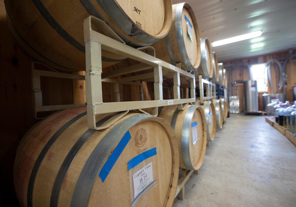 Inside the Logan's View Winery production facility in Glen Rock. Logan's View recently bottled a commemorative wine for the Brown family, "Cab Apple." A dollar from each bottle sold is donated to the Dave Brown Music Scholarship.