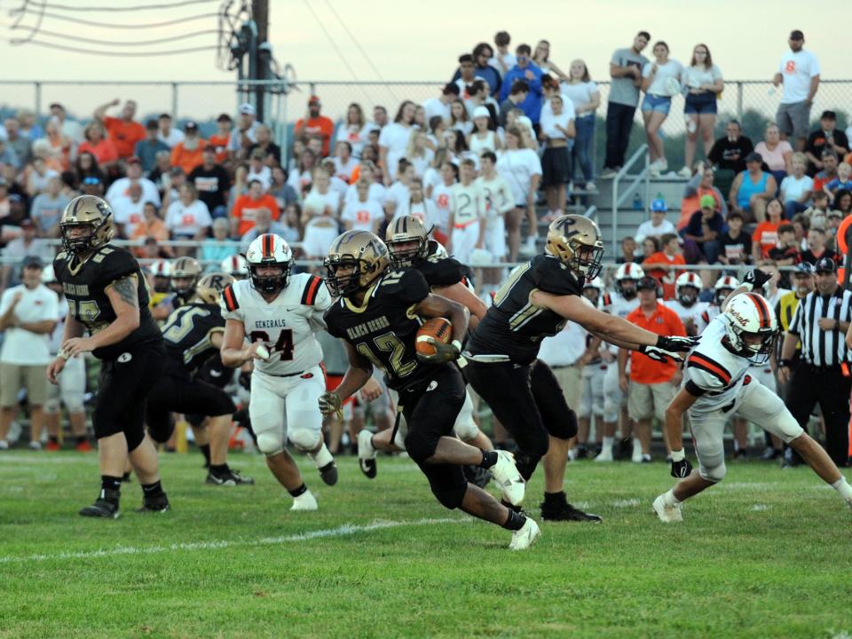Jamal Watts, of River View, runs with the ball against Ridgewood. The Generals won, 54-6, to stay unbeaten. 