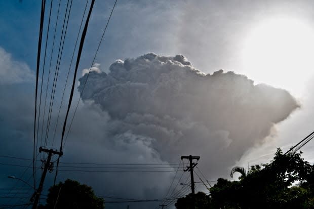 Ash rises into the air as La Soufrière  volcano erupts Friday. Since then, there have been other explosions, and experts say activity could continue for weeks.