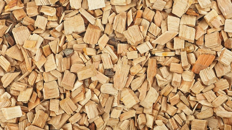 pile of wood smoking chips
