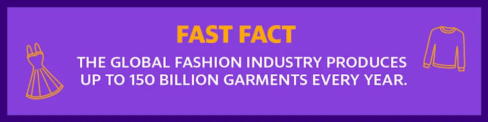 A fast fact about the fashion industry producing up to 150 billion garments every year.