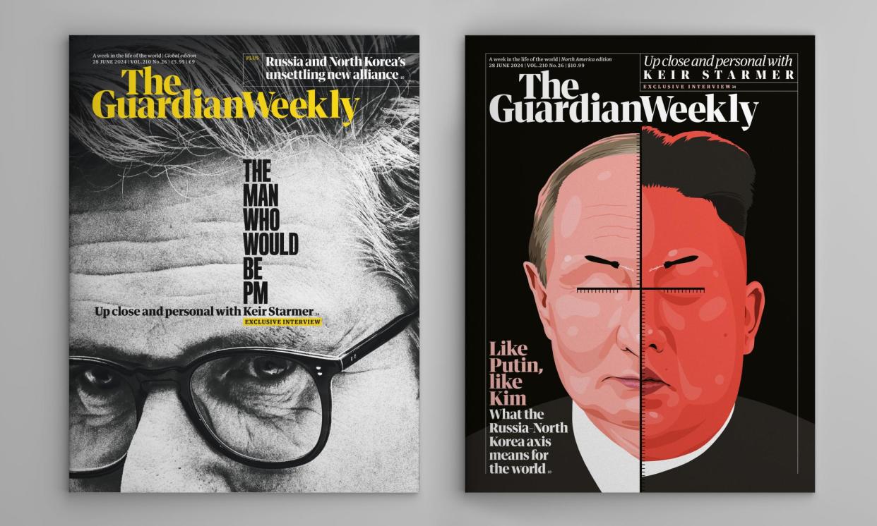 <span>The covers of the 28 June edition of Guardian Weekly.</span><span>Photograph: Murdo MacLeod; Pete Reynolds/The Guardian</span>