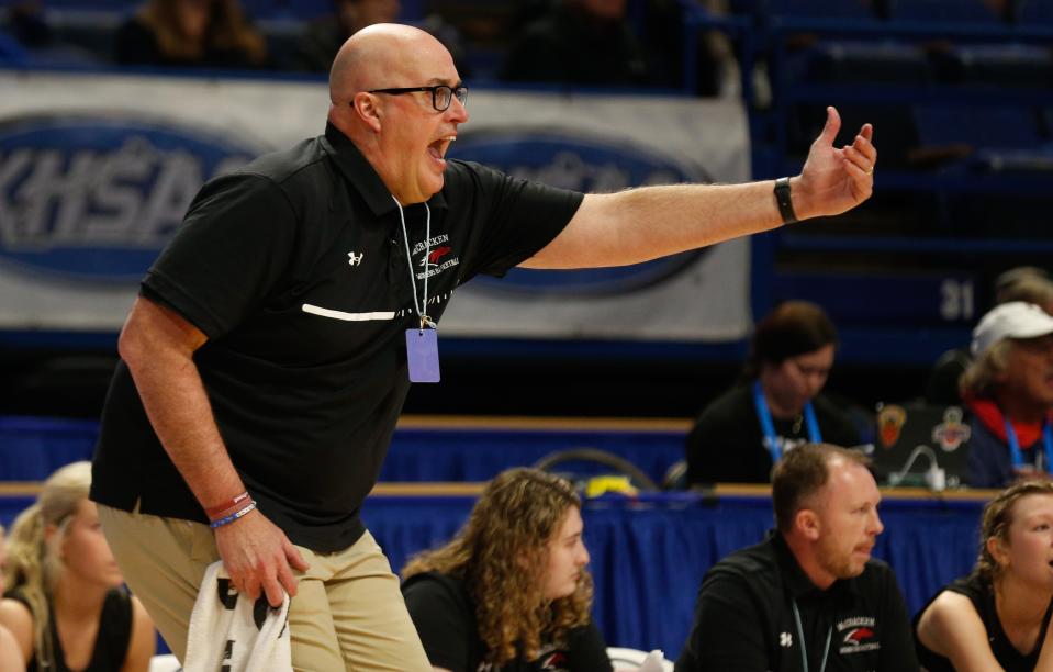 McCracken County’s Scott Sivills, Jr. coaches against Bowling Green in the Mingua Beef Jerky Sweet 16 Girl’s Basketball Tournament. 
Mar. 15, 2024