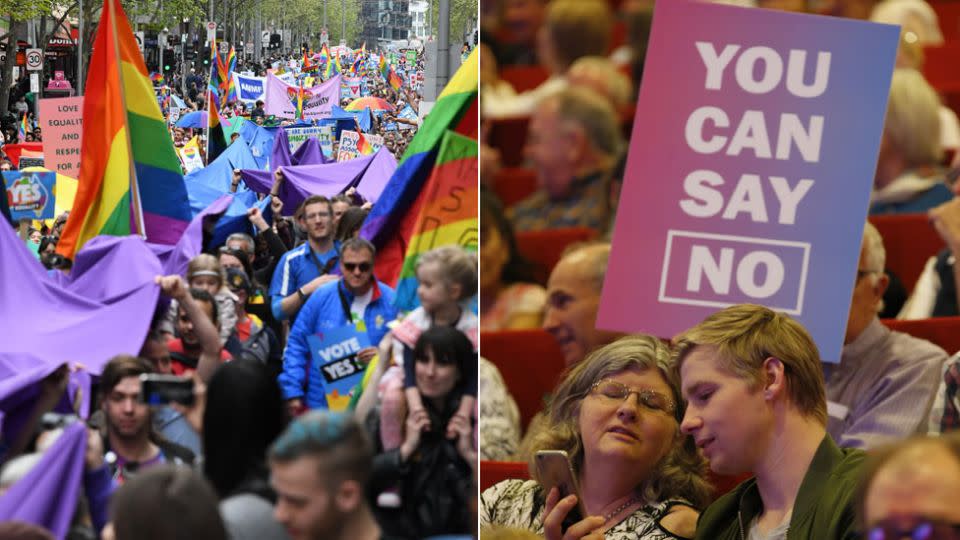 Australia has had a long-running debate over the same sex marriage survey. Photos: AAP